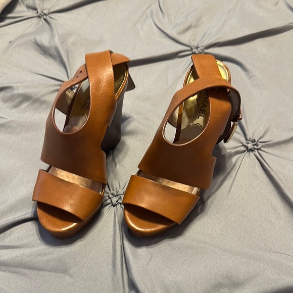 Michael Kors Tan Leather Heels with Ankle Strap - Picture 1 of 5